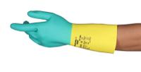 87900070 Ansell AlphaTec 87-900 Green, Yellow Natural Rubber Latex Work Gloves, Size 7, Latex, Natural Rubber Coating