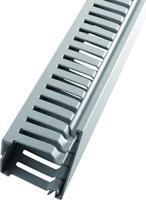 136-9169 RS PRO Grey Slotted Panel Trunking - Open Slot, W50 mm x D75mm, L2m, Halogen Free PC/ABS