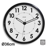 11097 Orium Black Radio Controlled Analog Wall Clock, 36cm Diameter