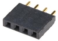 ssq-104-01-g-s Samtec SSQ Series Straight Through Hole Mount PCB Socket, 4-Contact, 1-Row, 2.54mm Pitch, Solder Termination