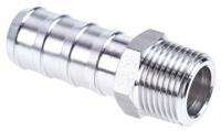 1823-13-17 Legris Stainless Steel Pipe Fitting, Straight Hexagon Tailpiece Adapter, Male R 3/8in x Male