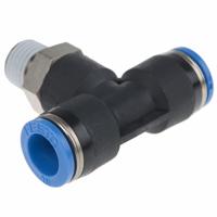 qst-14-10 Festo QS Series Tee Threaded Adaptor, Push In 10 mm to Push In 10 mm, Threaded-to-Tube Connection Style, 153112