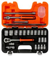 s240 Bahco 24-Piece Metric 1/2 in Standard Socket Set with Ratchet, 6 point