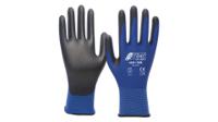 6240-8 NITRAS SAFETY NITRAS SKIN Black, Blue Nylon Glove, Size 8, Polyurethane Coating