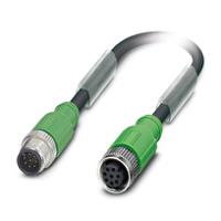1425237 Phoenix Contact Male 8 way Straight Plug M12 to Female 8 way Straight Socket M12 Sensor Cable, 10 m