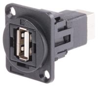 898-7602 RS PRO Straight, Panel Mount, Socket- Single Port Type A to B 2.0 USB Connector