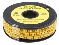812-0979 RS PRO Slide On Cable Markers, Black on Yellow, Pre-printed "D", 3.6 → 7.4mm Cable