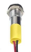 249-4324 RS PRO Yellow Panel Mount Indicator, 12V dc, 8mm Mounting Hole Size, Lead Wires Termination, IP67