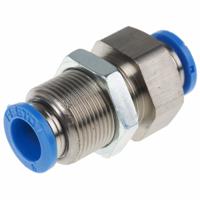 qss-8-f Festo QSS Series Bulkhead Tube-to-Tube Adaptor, Push In 8 mm to Push In 8 mm, Tube-to-Tube Connection Style, 130642