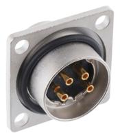 0318-04 Lumberg 4 Pole Din Plug, 5A, 250 V ac IP68, Male, Panel Mount