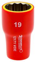 2380019 STAHLWILLE 3/8 in Drive 19mm Insulated Standard Socket, 12 point, VDE/1000V, 50 mm Overall Length
