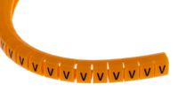 812-1495 RS PRO Snap On Cable Markers, Black on Orange, Pre-printed "V", 4 → 5mm Cable