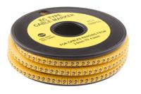 812-0806 RS PRO Slide On Cable Markers, Black on Yellow, Pre-printed "2", 3 → 4.2mm Cable