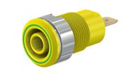 233000-20 Staubli Green/Yellow Socket Banana Connector, 4 mm Connector, Tab Termination, 24A, 1kV, Gold Plating