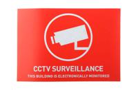 au1312 ABUS Red/White CCTV Sticker, CCTV Surveillance-Text, English, CCTV, 105 mm x 148mm