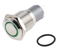 811-8392 RS PRO Illuminated Push Button Switch, Latching, Panel Mount, 16mm Cutout, SPDT, Green LED, 250V ac, IP65, IP67