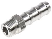 1823-07-10 Legris Stainless Steel Pipe Fitting, Straight Hexagon Tailpiece Adapter, Male R 1/8in x Male