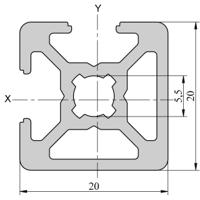 264-7857 RS PRO Silver Aluminium, Anodized Profile Strut, 20 x 20 mm, 6mm Groove, 3m Length