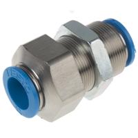 qss-12-f Festo QSS Series Bulkhead Tube-to-Tube Adaptor, Push In 12 mm to Push In 12 mm, Tube-to-Tube Connection Style, 130644