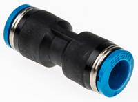 qs-8 Festo QS Series Straight Tube-to-Tube Adaptor, Push In 8 mm to Push In 8 mm, Tube-to-Tube Connection Style, 153033