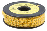 812-0985 RS PRO Slide On Cable Markers, Black on Yellow, Pre-printed "G", 3.6 → 7.4mm Cable