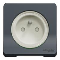 mur36133 Schneider Electric Mureva Styl Grey 1 Gang Plug Socket, 2P+E Poles, 16A, Type E - French, Outdoor Use