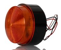 187-9654 RS PRO Amber Flashing Beacon, 10 → 100 V dc, 20 → 72 V ac, Stud Mount, Surface Mount, Xenon Bulb, IP67