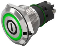 82-61522134b001 EAO 82 Series Illuminated Illuminated Push Button Switch, Latching, Panel Mount, 22.3mm Cutout, SPDT, Green LED, 240V,