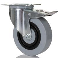 3477hur125p62-grey Tente Braked Swivel Castor Wheel, 400kg Capacity, 125mm Wheel