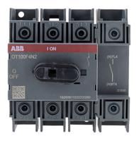 ot100f4n2-1sca105018r1001 ABB 4P Pole Base Mounting Isolator Switch - 100A Maximum Current, 37kW Power Rating, IP20