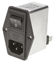 fn284b-2-06 Schaffner 2A, 250 V ac Male Panel Mount IEC Inlet Filter FN284B-2-06, Faston 2 Fuse