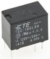 tsc-105l3h000 TE Connectivity PCB Mount Signal Relay, 5V dc Coil, 1A Switching Current, DPDT