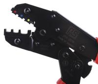 399-2019 RS PRO Hand Ratcheting Crimp Tool for Insulated DIN terminals red, blue, yellow, 0.75 → 6mm² Wire