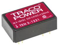 ten-3-1221 TRACOPOWER TEN 3 DC-DC Converter, ±5V dc/ ±250mA Output, 9 → 18 V dc Input, 3W, Through Hole, +85°C Max Temp