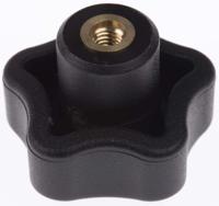69843 Elesa  Black Multiple Lobes Clamping Knob, M5, Threaded Hole