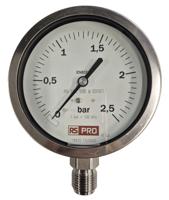 152-302 RS PRO BSP 1/2in Analogue Pressure Gauge 2.5bar Bottom Entry 100mm Outside Diameter