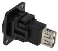 916-0227 RS PRO Straight, Panel Mount, Socket to Socket- Dual Port Type B to A 2.0 USB Connector