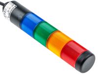 69915075 Werma Kompakt 37 Series Blue, Green, Red, Yellow Buzzer Signal Tower, 4 Lights, 24 V ac/dc, Base Mount, Tube
