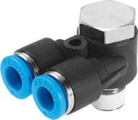 qsylv-38-10 Festo Y Threaded Adaptor, Push In 10 mm to Push In 10 mm, Threaded-to-Tube Connection Style, 153194
