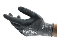 11537080 Ansell HyFlex 11-537 Black Fibreglass, High Performance Polyethylene, Nylon, Spandex (Liner) Work Gloves, Size 8,