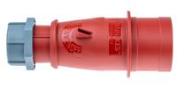 322 MENNEKES IP44 Red Cable Mount 3P + N + E Industrial Power Plug, Rated At 32A, 400 V,With Phase Inverter