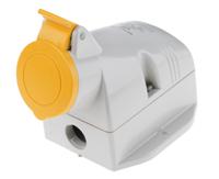 5131650t Scame IP44 Yellow Wall Mount 2P + E Industrial Power Socket, Rated At 16A, 110 V