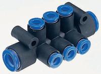 km11-04-08-10 10 Outlet Ports PBT Pneumatic Manifold Tube-to-Tube Fitting, Push In 4mm Outlet