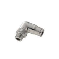 3889-06-10 Legris LF 3800 - 316L Series Elbow Threaded Adaptor, Push In 6 mm to R 1/8 Male, Tube-to-Port Connection Style, 3889 06