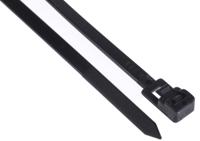 811-1795 RS PRO Cable Tie, Releasable, 125mm x 4.5 mm, Black Nylon, Pk-100
