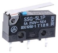 ssg-5l1p Omron Hinge Lever Subminiature Micro Switch, PCB Terminal, 5 A @ 125 V ac, SPDT, IP40