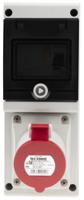 6323217-r Scame, DOMINO IP44 Red Wall Mount 3P + N + E RCD Industrial Power Connector Socket, Rated At 32A, 415 V