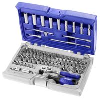 e030707 Expert by Facom 73-Piece Imperial, Metric 1/4 in Deep Socket/Standard Socket/Bit Set with Ratchet, 6 point; 12 point;