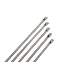 183-4227 RS PRO Cable Tie, Ball Lock, 100mm x 4.6 mm, Metallic 316 Stainless Steel, Pk-100