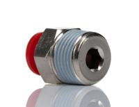 c01250838 Norgren Straight Fitting, Push In 8 mm to R 3/8, Threaded-to-Tube Connection Style, C01250838